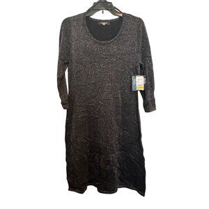 Nine West Sparkle Knit Womens Medium Black & Silver Midi Dress